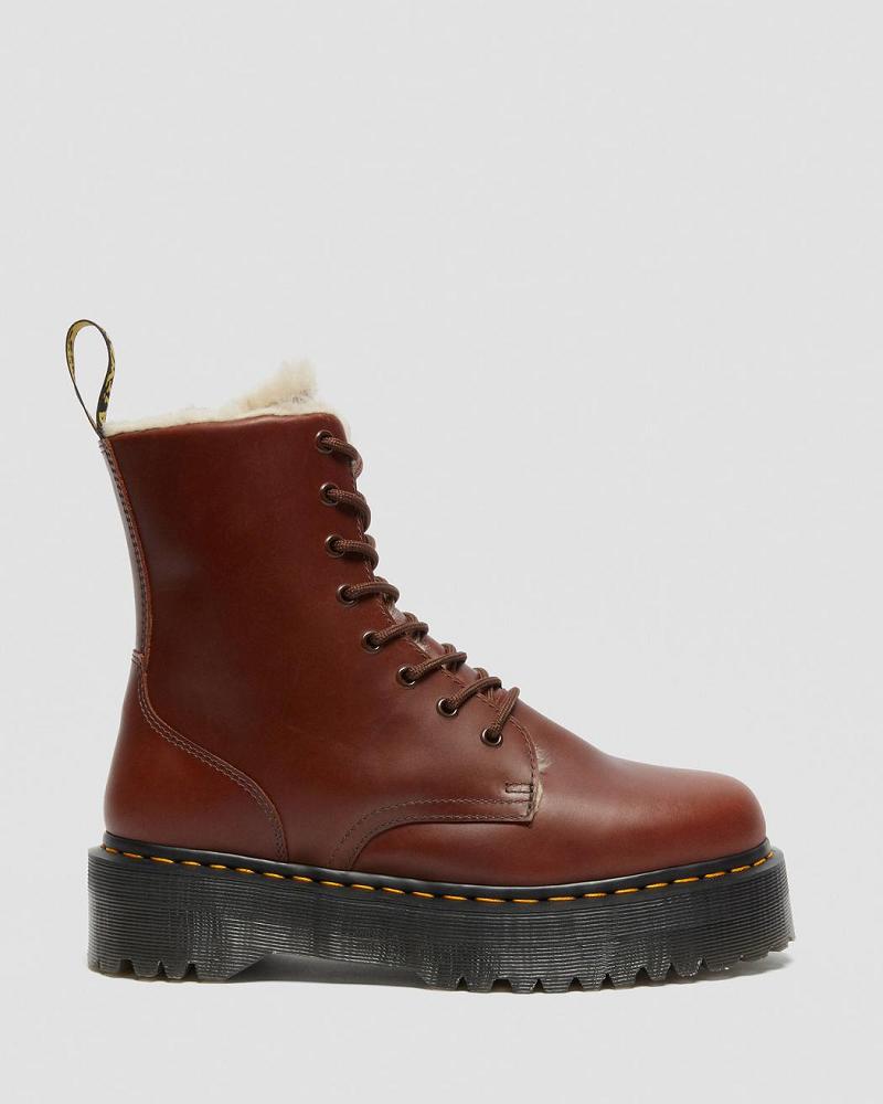 Botas Plataforma Dr Martens Jadon Faux Fur Forro Hombre Marrom | MX 258GSO